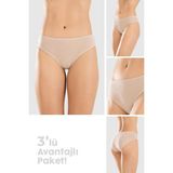 Baykar Kadın Pamuklu Basic Slip Külot 3lü Paket 8500 Ten Rengi