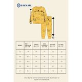 Baykar Kız Çocuk Pamuklu Bisiklet Yaka Hayvan Figürleri Baskılı Uzun Kollu Pijama Takımı 9658 Sarı - 4 - 5 Yaş
