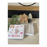 Baykuş Craft Mimarlık İsimli Yeni Doğan Bebek Mevlid Hediyelik Çikolata-Metal Kutu-Çiçekli Tavşan - Toplam 50 Adet