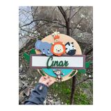Baykuş Craft Mimarlık Özel Tasarım Daire Safari Hayvanlı Aslan Zürafa Bebek Ahşap Hastane Kapı Süsü
