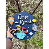 Baykuş Craft Mimarlık Özel Tasarım Hastane Hediyelik Daire Küçük Prens Tilkili Bebek Ahşap Kapı Süsü - Ahşap Rengi - 0 - 3 Yaş