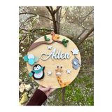 Baykuş Craft Mimarlık Özel Tasarım Hastane Hediyelik Daire Penguenli Zürafalı Filli Balonlu Bebek Ahşap Kapı Süsü