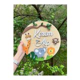 Baykuş Craft Mimarlık Özel Tasarım Hastane Hediyelik Orman Safari Hayvanlı Aslan Zürafa Bebek Ahşap Kapı Süsü