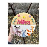 Baykuş Craft Mimarlık Özel Tasarım Hediyelik Daire Çift Renkli Hayvanlı Bebek Ahşap Hastane Kapı Süsü