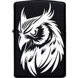 Baykuş Desenli Kişiye Özel Isimli Zippo Çakmak Benzinli Siyah Metal Çakmak 2