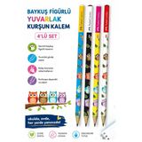 Baykuş Kurşun Kalem 4 Adet Faber Castell Yuvarlak Gövdeli Siyah Kurşun Kalem Yumuşak Yazım Kolay Tutuş Kaliteli Okul