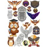 Baykuş Sticker Set 6 16 Parça Telefon, Tablet, Defter, Laptop Sticker
