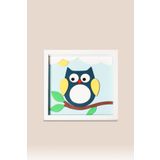 Baykuş Temalı Katmanlı Mdf - Çocuk ve Bebek Odası Duvar Tablosu 33x33x2.5 Cm