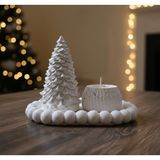 Baylin 3D Özel Tasarım Tealight Mumluk ve Simli Çam Ağacı Seti , Şık Masa Dekorasyonu