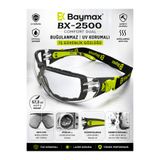 Baymax BX-2500 Comfort Dual Buğulanmaz İpli İş Güvenlik Gözlüğü UV Lazer Korumalı Toz Kimyasal Darbe Dayanımlı Şeffaf
