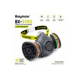 Baymax BX-3100 Yarım Yüz Gaz Maskesi + A1 Filtre Seti | Boya, Solvent, Tiner ve Organik Buhar Koruyucu