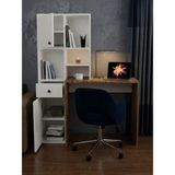 Bayold Mobilya Juliet Dolaplı Raflı Çekmeceli Kitaplıklı Çalışma Masası Beyaz & Atlantik Çam - 161,8-125 - Beyaz - Ceviz