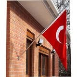 Bayrak Direği 155CM + Türk Bayrağı 70X105CM, Bina Cephe Direği, Balkon Bayrak Direği