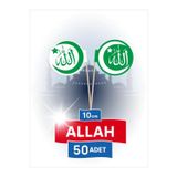 Bayrak Kürdan 10 Cm, 50 Adet Allah(C.C.) Yazılı Dini Günlerde Yemek Sofralarınızı Ile Süsleyin