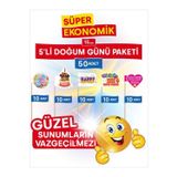 Bayrak Kürdan 15 Cm, 50 Adet - Doğum Günü Parti Konsepti Süper Ekonomik 10'Ar Adet lar