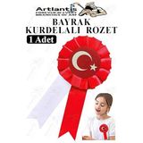 Bayrak Kurdelalı Rozet 1 Adet Kırmızı Beyaz Yaka Rozeti Çocuk Bayram Etkinlik 15 Cm Kokart