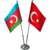 Bayrak Online İkili Azerbaycan Masa Bayrağı Takımı 15x22,5 cm İkili Paket Renkli