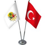 Bayrak Online İkili Osmanlı Tuğrası Masa Bayrağı Takımı