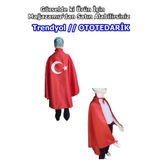 Bayrak Pelerin Gösteri Kostümü 4-16 Yaş 230401