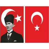 BAYRAKAL Kalpaklı Atatürk Bayrağı + Türk Bayrağı 100 x 150 cm