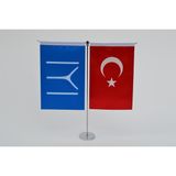 Bayrakal Kayı Boyu ve Türk Bayrağı Dikey Masa Bayrak Takımı