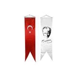 BAYRAKAL Kırlangıç Bayrak İkili Takım 50x150cm Atatürk ve Türk Bayrağı Renkli Saten Kumaş