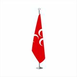 Bayrakal Kırmızı Üç Hilal Makam Bayrağı Krom Direkli