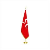 Bayrakal Kırmızı Üç Hilal Makam Bayrağı Pirinç Direkli