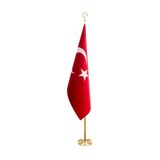 bayrakal Makam Bayrağı, 225cm Sarı Direkli, Simsiz Makam Türk Bayrağı