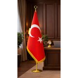 bayrakal Makam Bayrağı 245cm Sarı Direkli , Ofis Bayrağı, Türk Bayrağı, Telalı, Simli Sarı Direkli 245CM