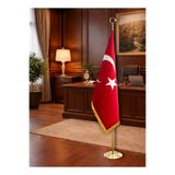 bayrakal Makam Bayrağı, Türk Bayrağı, Telalı, Simli Sarı Direkli 225 cm