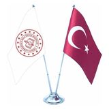 Bayrakal Milli Eğitim Yeni Logolu İkili Masa Bayrağı