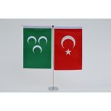 Bayrakal Osmanlı ve Türk Bayrağı Dikey Masa Bayrak Takımı