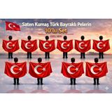 BAYRAKAL Pelerin Türk Bayrağı, 10 adet Pelerin Gösteri Kostümü Kız-Erkek Ay Yıldız Bayraklı 23 Nisan 5-13 Yaş