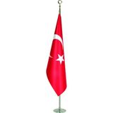 BAYRAKAL Türk Bayrağı Telalı Krom 225cm Direkli Makam Bayrağı
