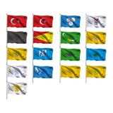 BAYRAKAL Türk Devletleri 17'li Dizili Bayrak Seti, Eski Türk Devletleri, Türk Devlet Flamaları, Raşel Kumaş - 20x30cm