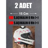 Bayraklı Ad Soyad Kan Grubu Sticker 2 Adet - Motosiklet Araba Oto Cam Sticker - 00315 15 Cm