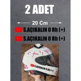 Bayraklı Ad Soyad Kan Grubu Sticker 2 Adet - Motosiklet Araba Oto Cam Sticker - 00315 20 Cm