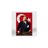 Bayraklı Atatürk Portresi Kanvas Tablo