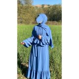 Bayram Giyim Fırfırlı Elbise - Mavi