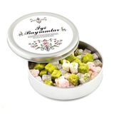 Bayram Hediyesi Çifte Kavrulmuş Lokum (Metal Yuvarlak Kutu) 300g
