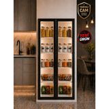Bayramoğlu Mobilya Emperli Cam Kapaklı Erzak Dolabı | Modern Kiler Dolabı | Çok Raflı Mutfak Organizer | Ledli Vitrin Dolabı | Modern Kitaplık 180X70X40 - Beyaz