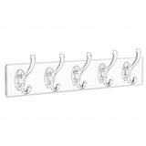 BAYSA-136 Mika Kristal Plastik 6.4x29.3cm 5 Kollu 6.2cm Şeffaf Askı Şeffaf PVC Yapışkanlı Montaj - 30'li Paket