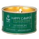 Bayu Happy Camper Citronella Mum, 12 oz, 2 Fitil Soya, Balmumu ve Hindistan Cevizi Yağı Mumu, Kamp Temelleri ve Böcek Spreyi Alternatif, 26 Saat Yanma Süresi