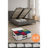 Baza Altı Uyumlu 4 Adet Lüks Pencereli Dolap Hurcu 64x45x22 Cm Beyaz Beyaz