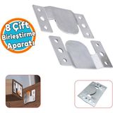 Baza Başlık Mobilya Karyola Köşe Koltuk Birleştirme Sacı Saç Bağlama Braketi Metal (8 Çift Takım) - Metalik Gri - 1