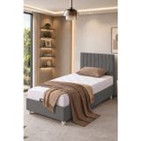 Baza Seti, Alessa Tek Kişilik Baza Başlık Maxi Yatak Seti, Gri - 90X190 Cm