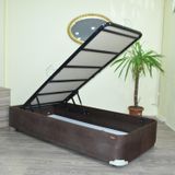 Baza Tay Tüy 13425 Model Kumaş Kahverengi Metal Fırın Boya 90*190 El Yapım
