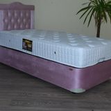 Baza Yatak Başlık Ful Ortoped 14236 Pedli Yatak Taytüy Mavi Silin Metal 90*190 ElYapım