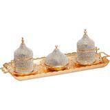 Bazaar 4 2 Kişilik Taşlı Türk Kahvesi Sunum Seti - Sarı